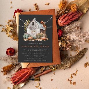 Rustic Fall Land Barn String Ljus Bröllop Inbjudningar