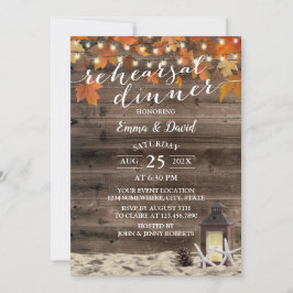 Rustic Fall Lantern Beach Wedding Rehearsal Middag Inbjudningar