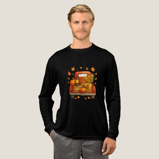Rustic Fall Lastbil med pumpor, äpplen, solros T Shirt (Hel framsida)