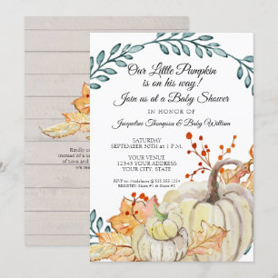 Rustic Fall Löv n Wood Pumpkin Boy Shower Inbjudningar