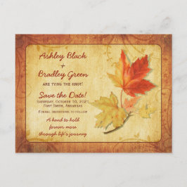 Rustic Fall Maple Löv Bröllop spara datum Vykort