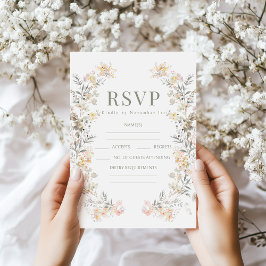 Rustic Fall Meadow Wildflower Wedding RSVP cards OSA Kort