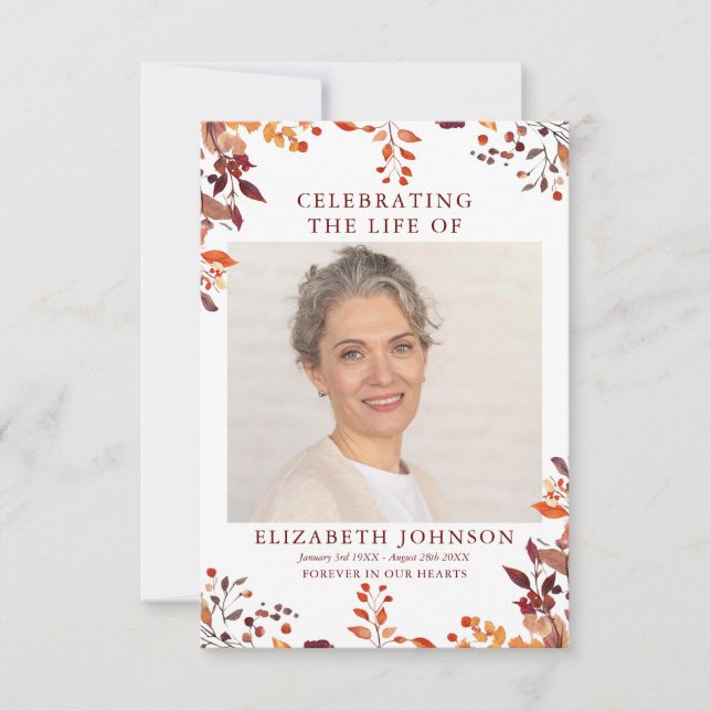 Rustic Fall-minnesanteckning - fotoport för begrav (Framsida)