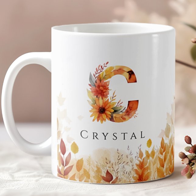 Rustic Fall Monogram Brev C Kaffemugg (Skapare uppladdad)