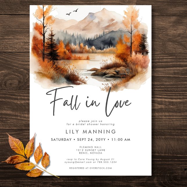 Rustic Fall Mountain Fall i Kärlek Möhippa Inbjudningar (Rustic Fall Mountain Fall In Love Bridal Shower Invitation)