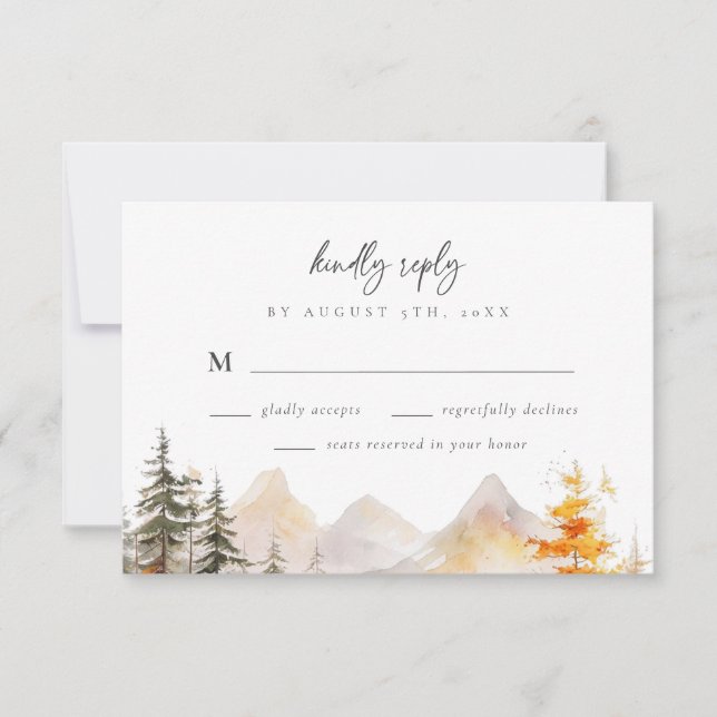 Rustic Fall Mountain Pine Forest Wedding OSA Kort (Framsida)