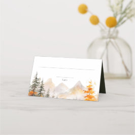 Rustic Fall Mountain Pine Forest Wedding Placeringskort