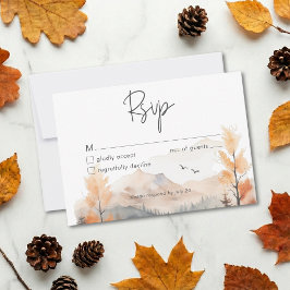 Rustic Fall Mountain Scene Watercolor QR Code OSA Kort