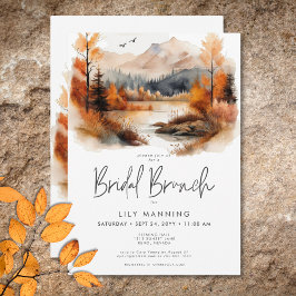 Rustic Fall Mountain Watercolor Möhippa Brunch Inbjudningar