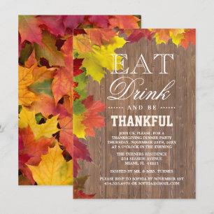 Rustic Fall Old Wood Barn-inbjudan till Thanksgivi Inbjudningar
