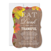 Rustic Fall Old Wood Barn-inbjudan till Thanksgivi