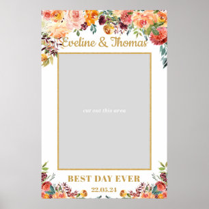 Rustic Fall orange marigold bröllop fotopropp Poster