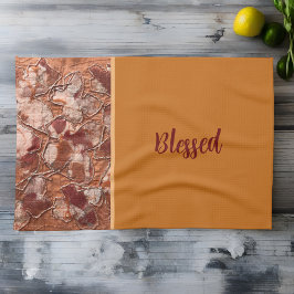 Rustic fall orange välsignad teracotta embroidery kökshandduk