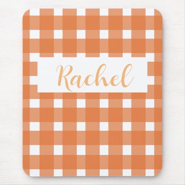 Rustic Fall Orange White Gingham Musmatta (Framsidan)