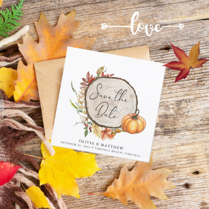 Rustic Fall Photo Wood Slice Boho Spara datumet