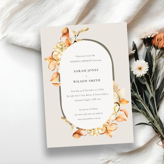 Rustic Fall Pumpkin Arch Blommigt Wedding bjudande Tack Kort (Skapare uppladdad)