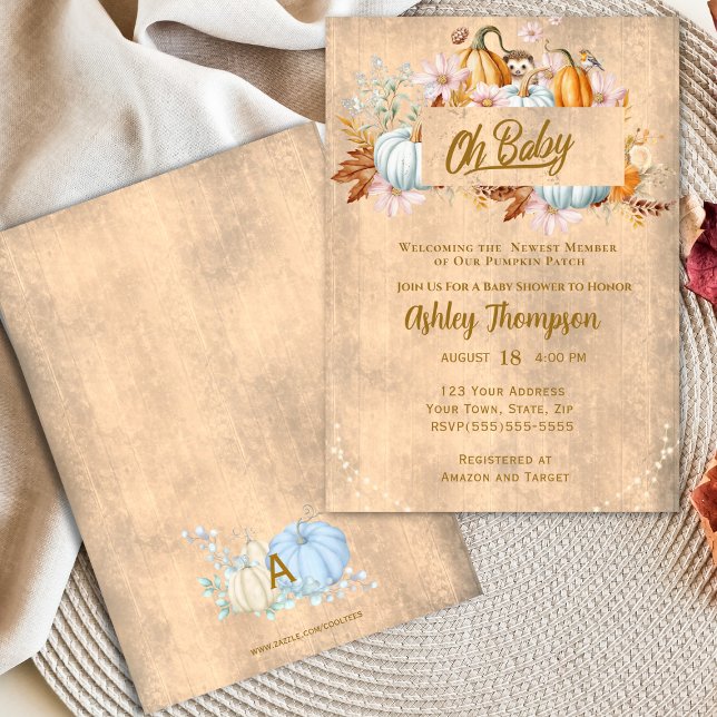 Rustic Fall Pumpkin Baby Shower Inbjudningar (Skapare uppladdad)