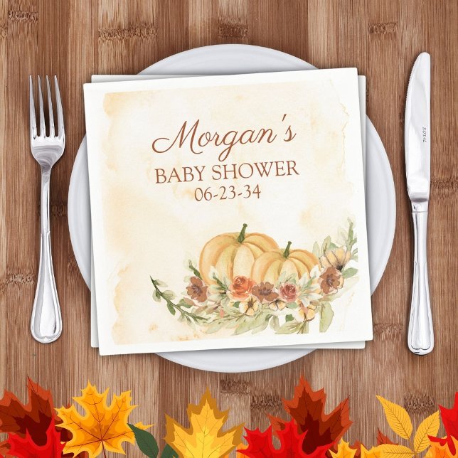 Rustic Fall Pumpkin Baby Shower Pappersservett (Skapare uppladdad)