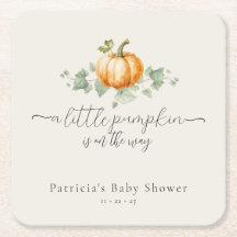 Rustic Fall Pumpkin Baby Shower Square Underlägg