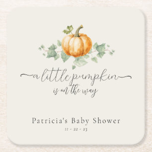 Rustic Fall Pumpkin Baby Shower Square Underlägg Papper Kvadrat
