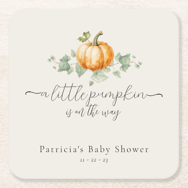 Rustic Fall Pumpkin Baby Shower Square Underlägg Papper Kvadrat (Framsidan)