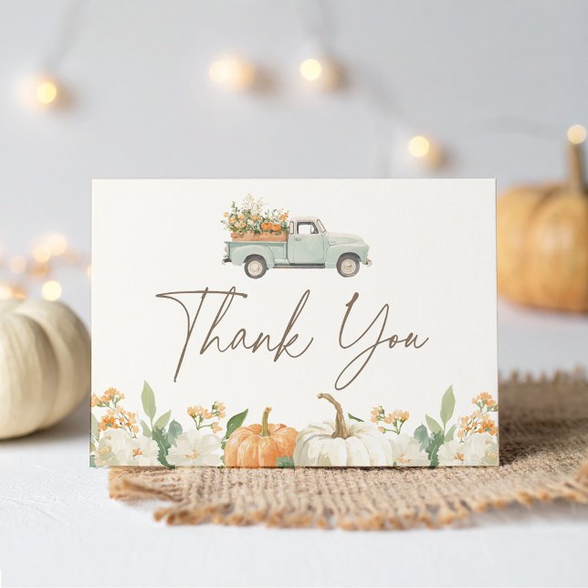 Rustic Fall Pumpkin Baby Shower Tack Kort (Skapare uppladdad)