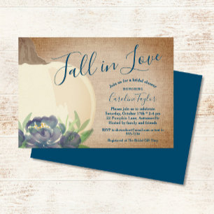 Rustic Fall Pumpkin Blue Blommigt Möhippa Inbjudningar