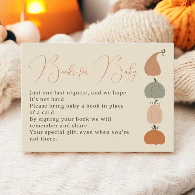 Rustic Fall Pumpkin bokar för babydusch Tilläggskort (Rustic Fall Pumpkin books for baby shower Enclosure Card)