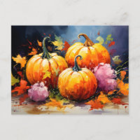 Rustic Fall Pumpkin Colorful Höst löv