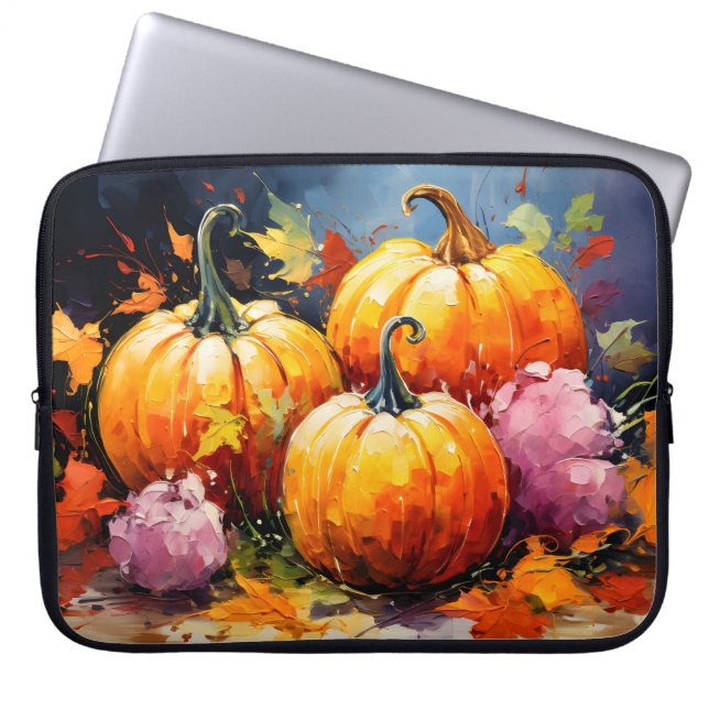 Rustic Fall Pumpkin Colorful Höst löv Laptop Fodral (Framsidan)