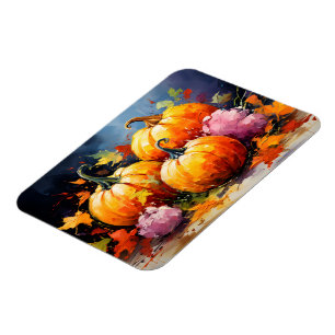 Rustic Fall Pumpkin Colorful Höst löv Magnet