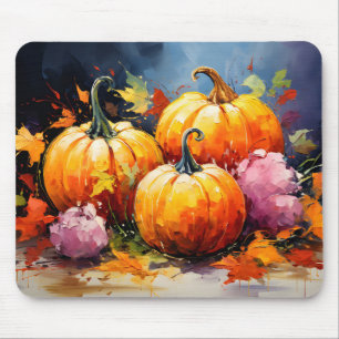 Rustic Fall Pumpkin Colorful Höst löv Musmatta