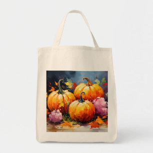 Rustic Fall Pumpkin Colorful Höst löv Tygkasse