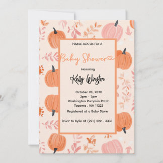 Rustic Fall Pumpkin Höstbabystövel Inbjudningar