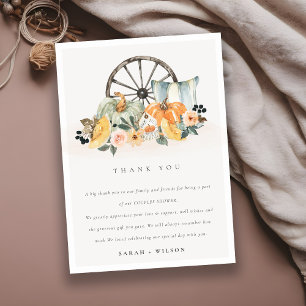 Rustic Fall Pumpkin Leafy Blommigt Wheel Bröllop Tack Kort