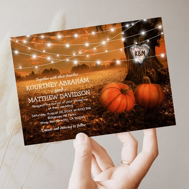 Rustic Fall Pumpkin Woodland Bröllop Inbjudningar (Skapare uppladdad)