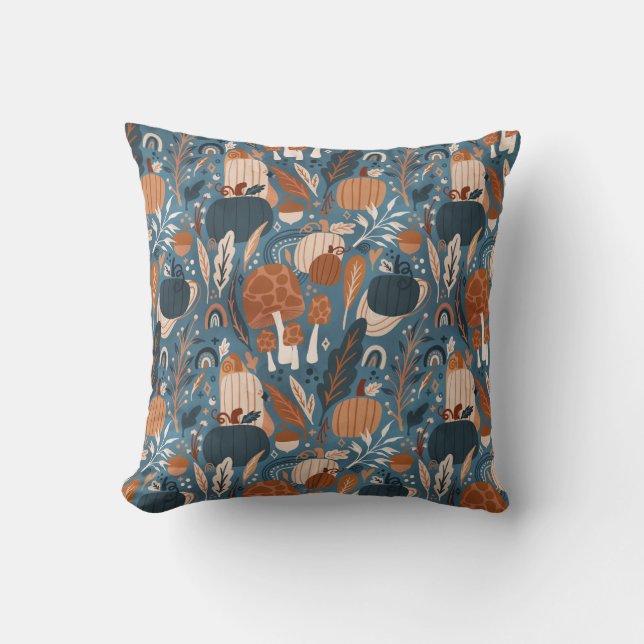 Rustic Fall Pumpkins Boho Kudde (Framsida)