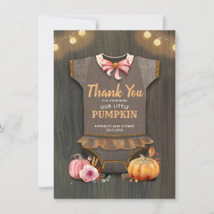 Rustic Fall Pumpkins Cute Tack för babyskor Kort