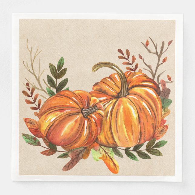 Rustic Fall Pumpkins Pappersservett (Framsida)