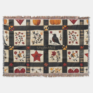 Rustic Fall Quilt Mönster Farmhouse Patchwork Filt