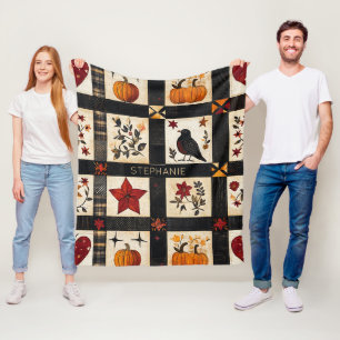 Rustic Fall Quilt Mönster Farmhouse Patchwork Fleecefilt