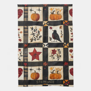 Rustic Fall Quilt Mönster   Farmhouse Patchwork Kökshandduk