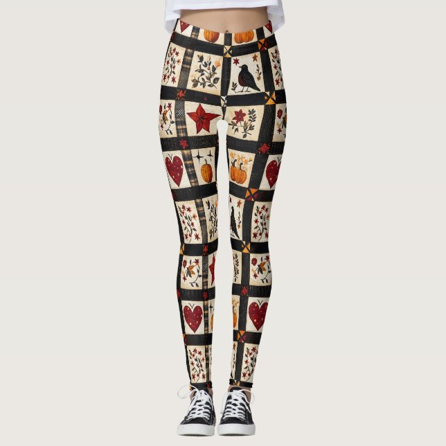 Rustic Fall Quilt Mönster | Farmhouse Patchwork Leggings (Framsida)