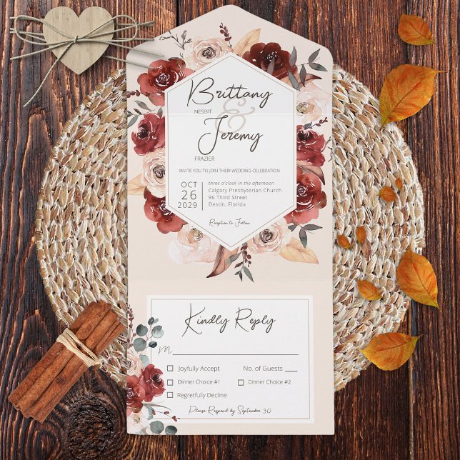 Rustic Fall Rust Blommigt på Cream Dinner (Skapare uppladdad)