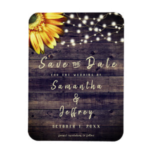 Rustic Fall Solros Bröllop spara datum Magnet