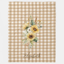 Rustic Fall SunblommBrown Gingham Personlig