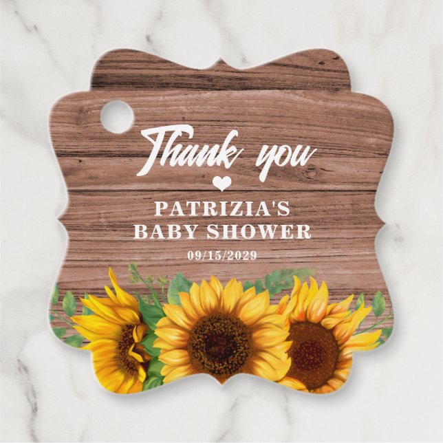 Rustic Fall Sunflower | Baby Shower Gåvor Etiketter (Framsida)