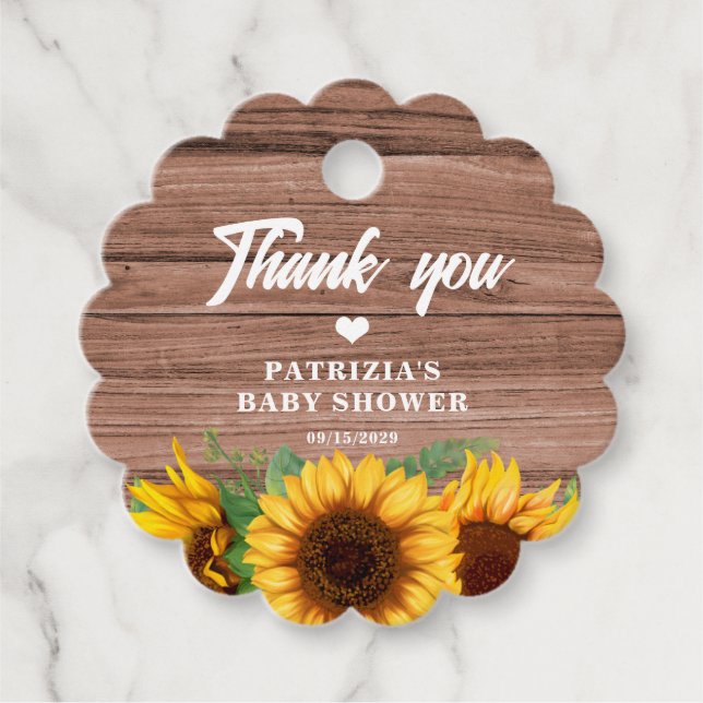 Rustic Fall Sunflower | Baby Shower Gåvor Etiketter (Framsida)