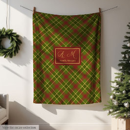 Rustic Fall Tartan Blanket Personalized Farmhouse Fleecefilt