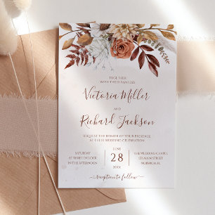 Rustic Fall Terracotta Blommigt Bröllop Inbjudningar